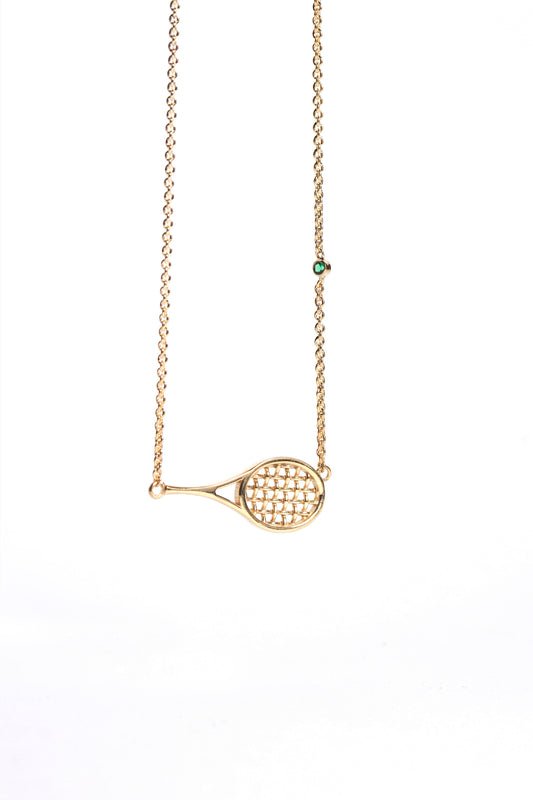 CADENA RAQUETA CON CUERDAS DORADO
