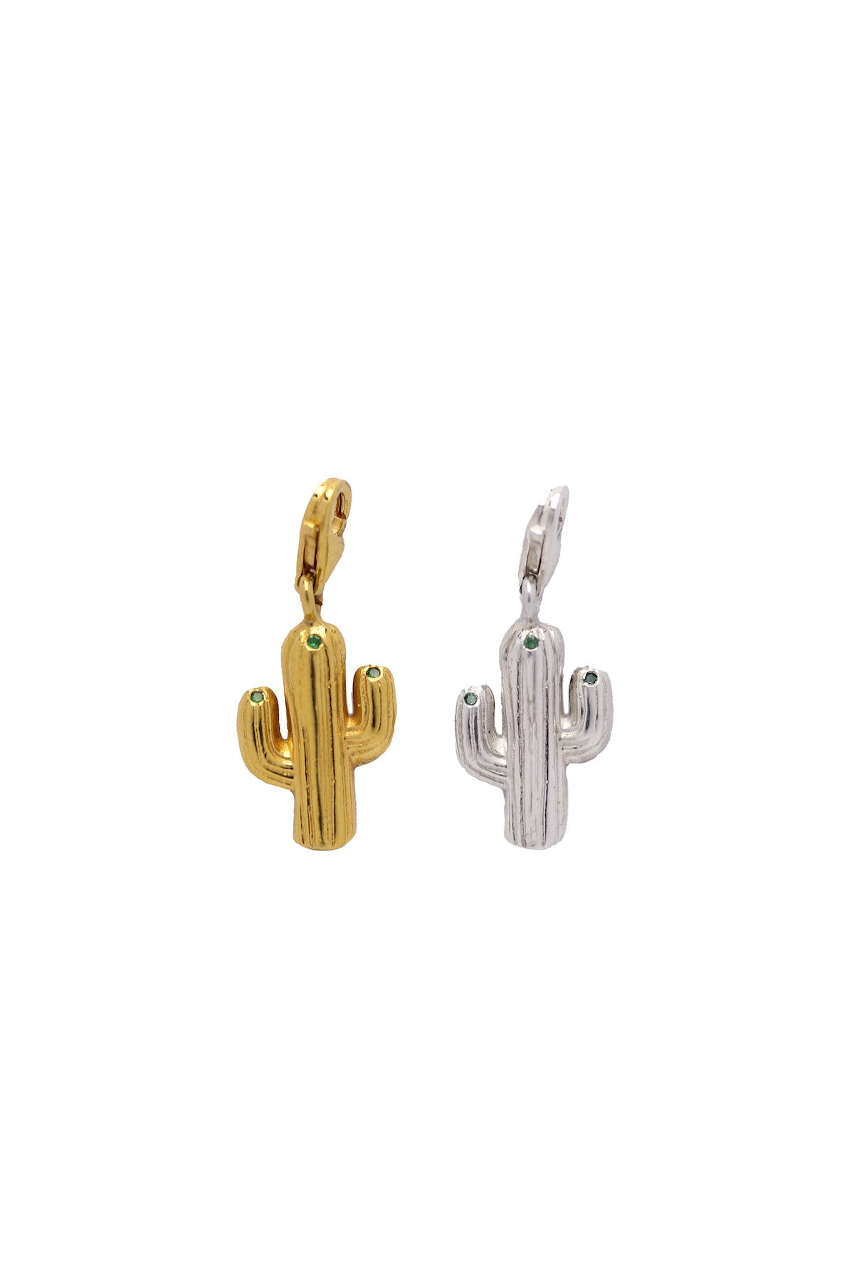 CHARM CACTUS PLATA + BAÑO DE ORO & CIRCONIAS