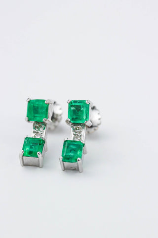 ARETES ESMERALDA + DIAMANTE + ESMERALDA