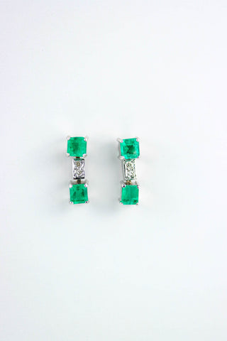 ARETES ESMERALDA + DIAMANTE + ESMERALDA