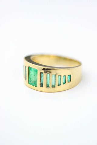 ANILLO ESMERALDAS + ORO 14K