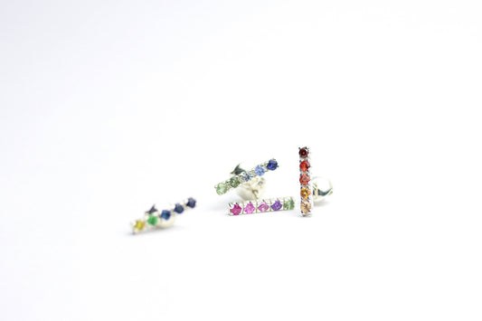 Broqueles de plata con zafiros de colores
