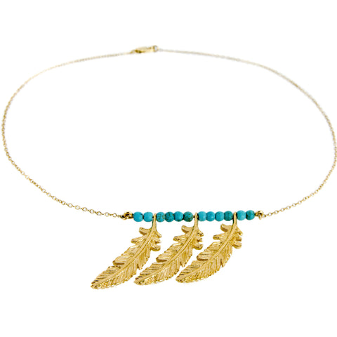 Collar Triple Pluma Dorada - Libélula Por Sofía