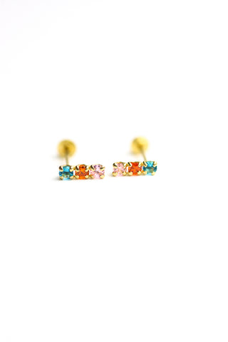 Broquel circonias de colores 14k
