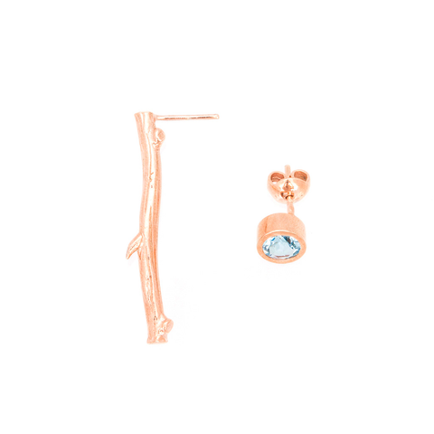 Arete Rama Con Topacio Rosa - Libélula Por Sofía