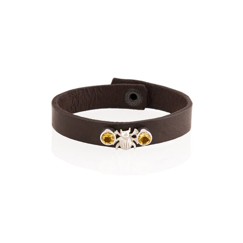 Pulsera de Piel Cafe - Libélula Por Sofía